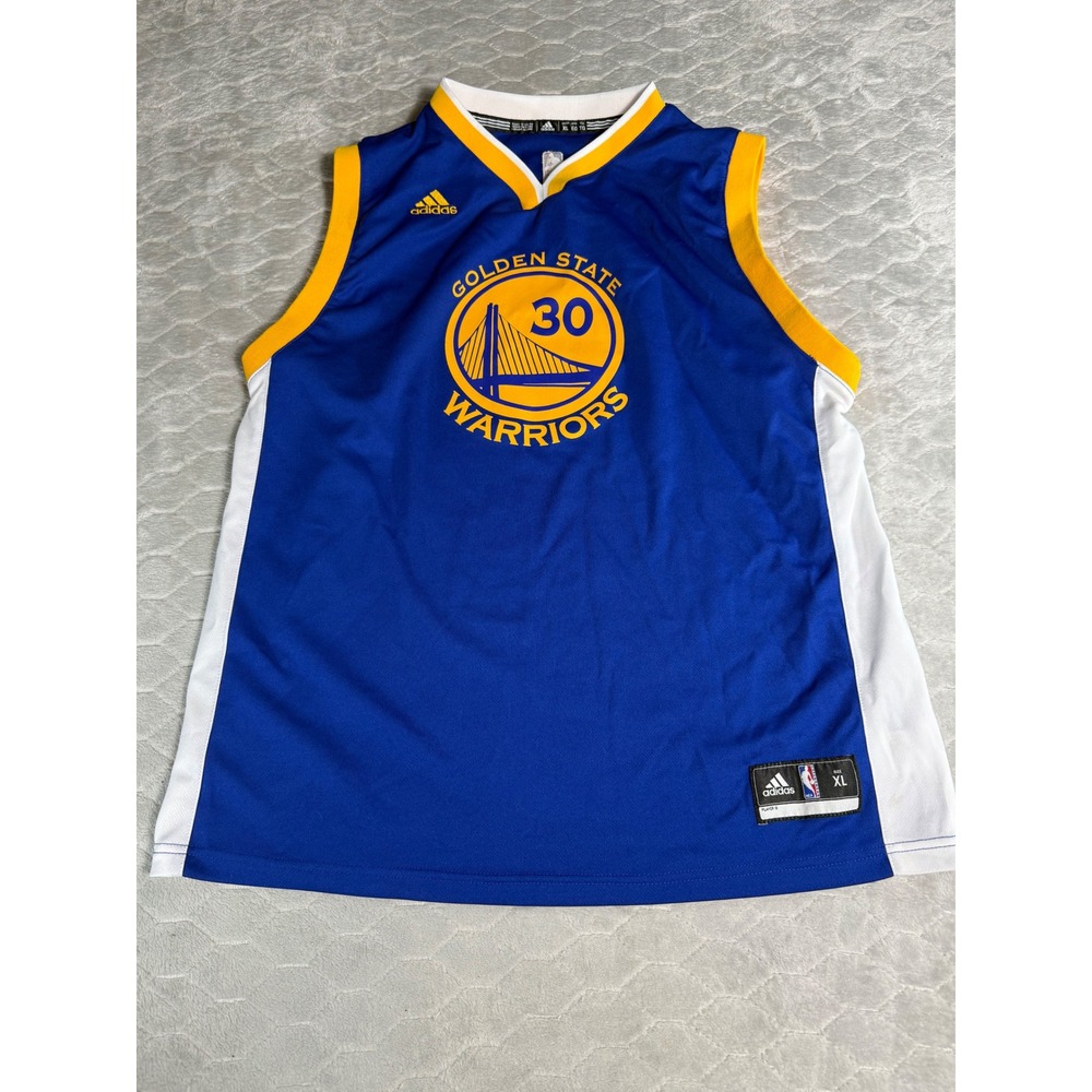 Adidas Stephen Curry Golden State Warriors Jersey Youth XL Blue Embroidered Y2K